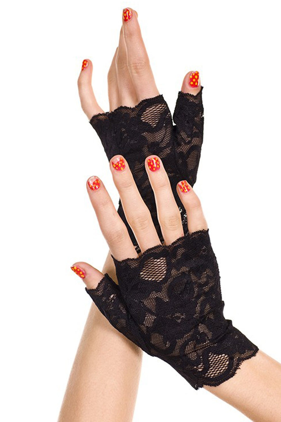 Gants noirs doigts ouverts dentelle florale – Music Legs | Voyage Sensuel