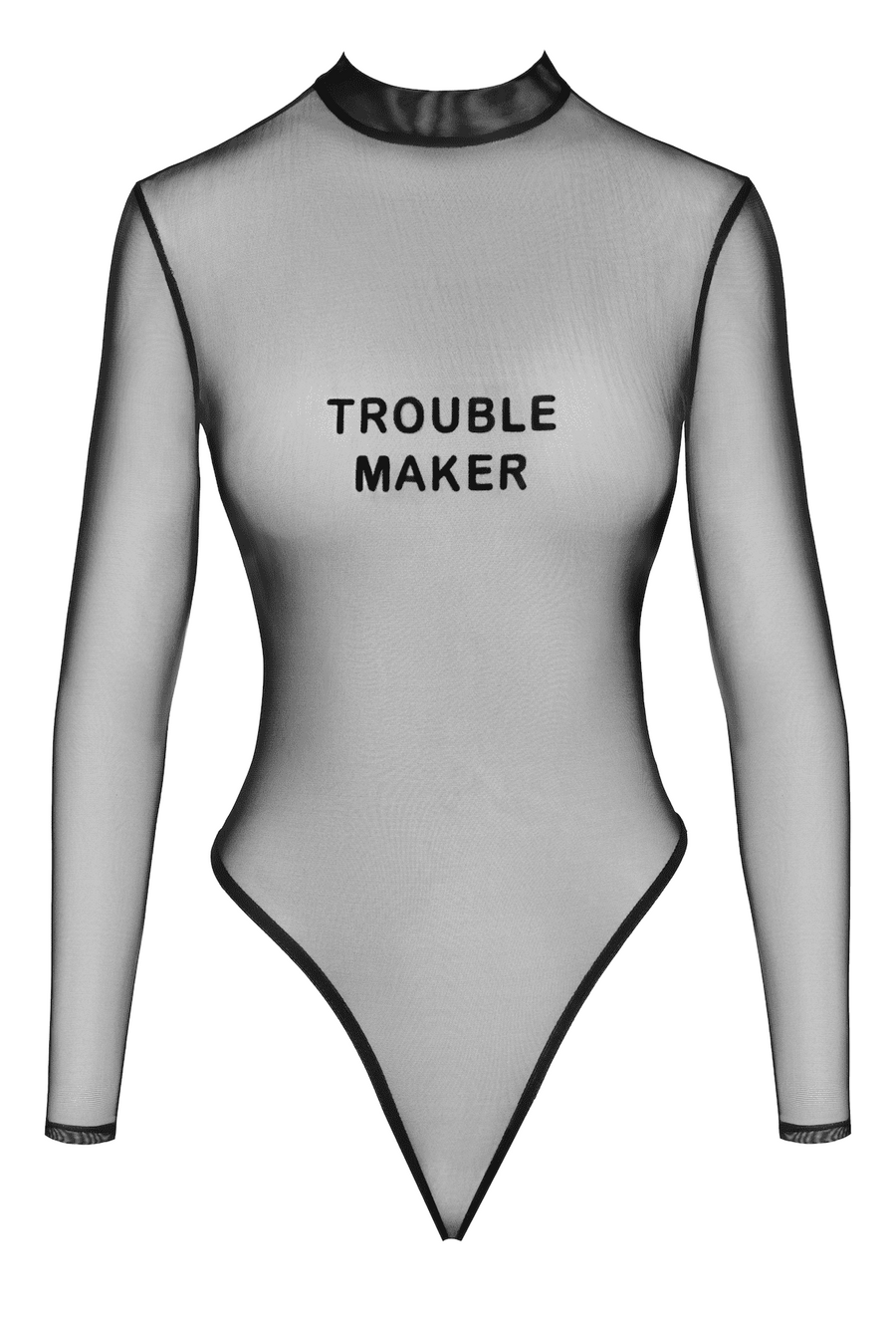 Body en tulle transparent floqué – Noir – Noir Handmade – vue 7 | Voyage Sensuel