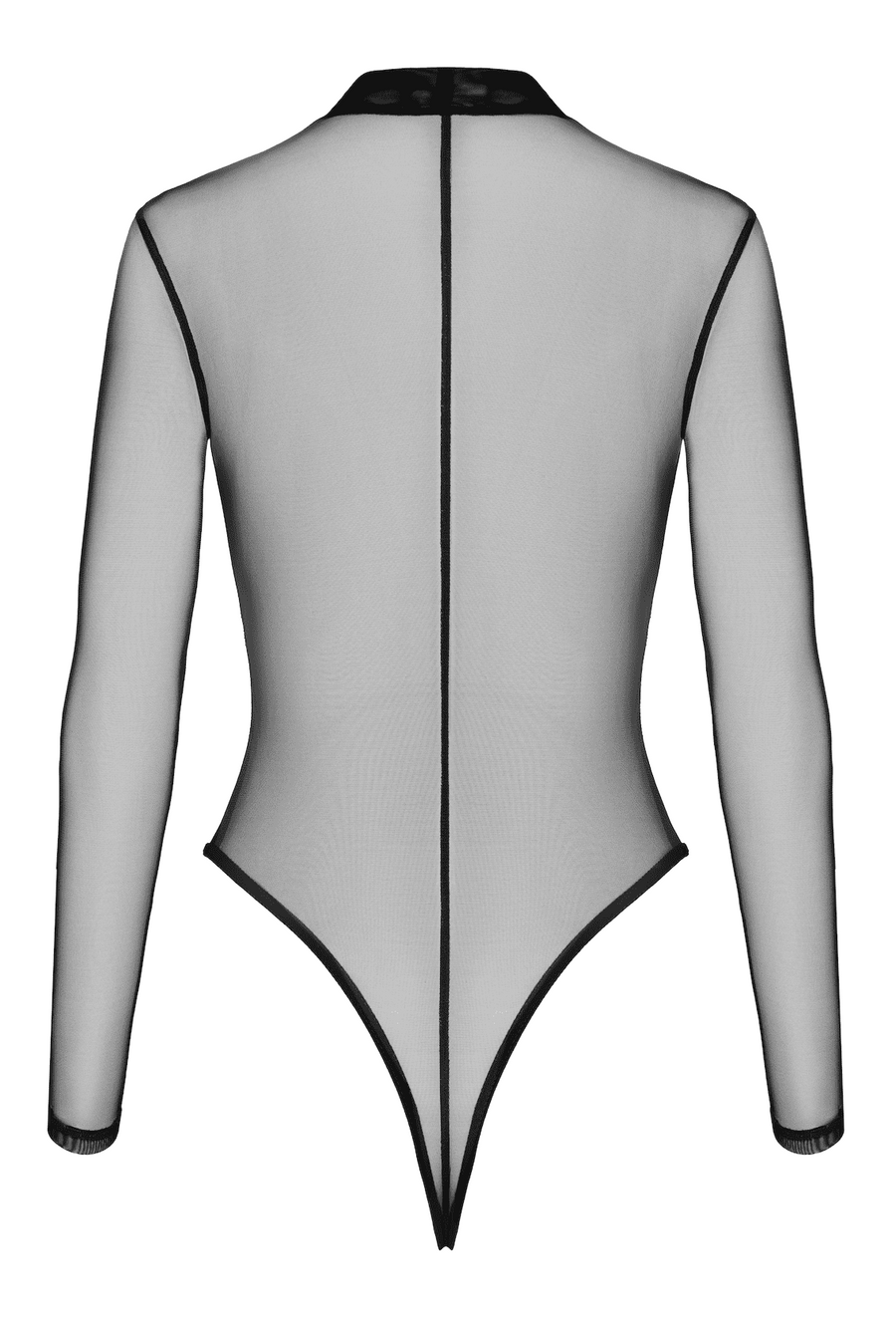 Body en tulle transparent floqué – Noir – Noir Handmade – vue 8 | Voyage Sensuel