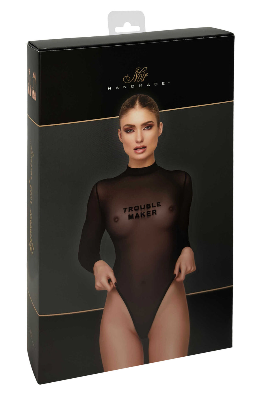 Body en tulle transparent floqué – Noir – Noir Handmade – vue 9 | Voyage Sensuel