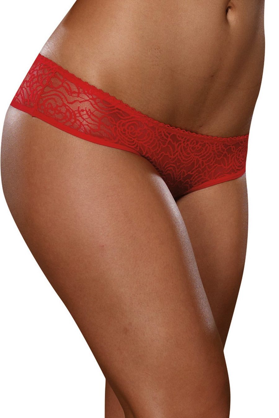 Tanga ouvert rouge dentelle avec noeud sur les fesses – Dreamgirl | Voyage Sensuel
