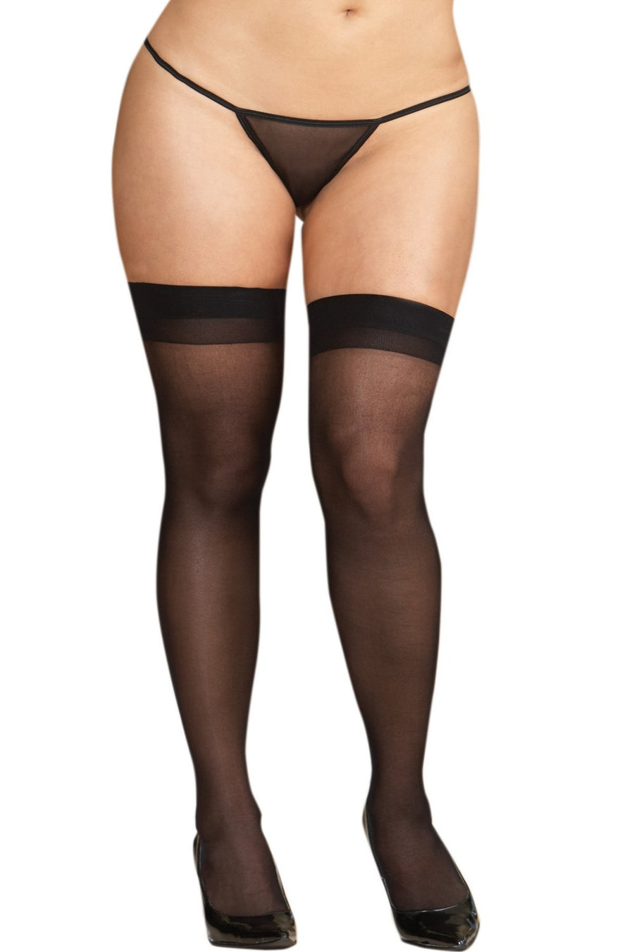 Bas nylon noirs coutures grande taille pour jarretelles – Dreamgirl | Voyage Sensuel