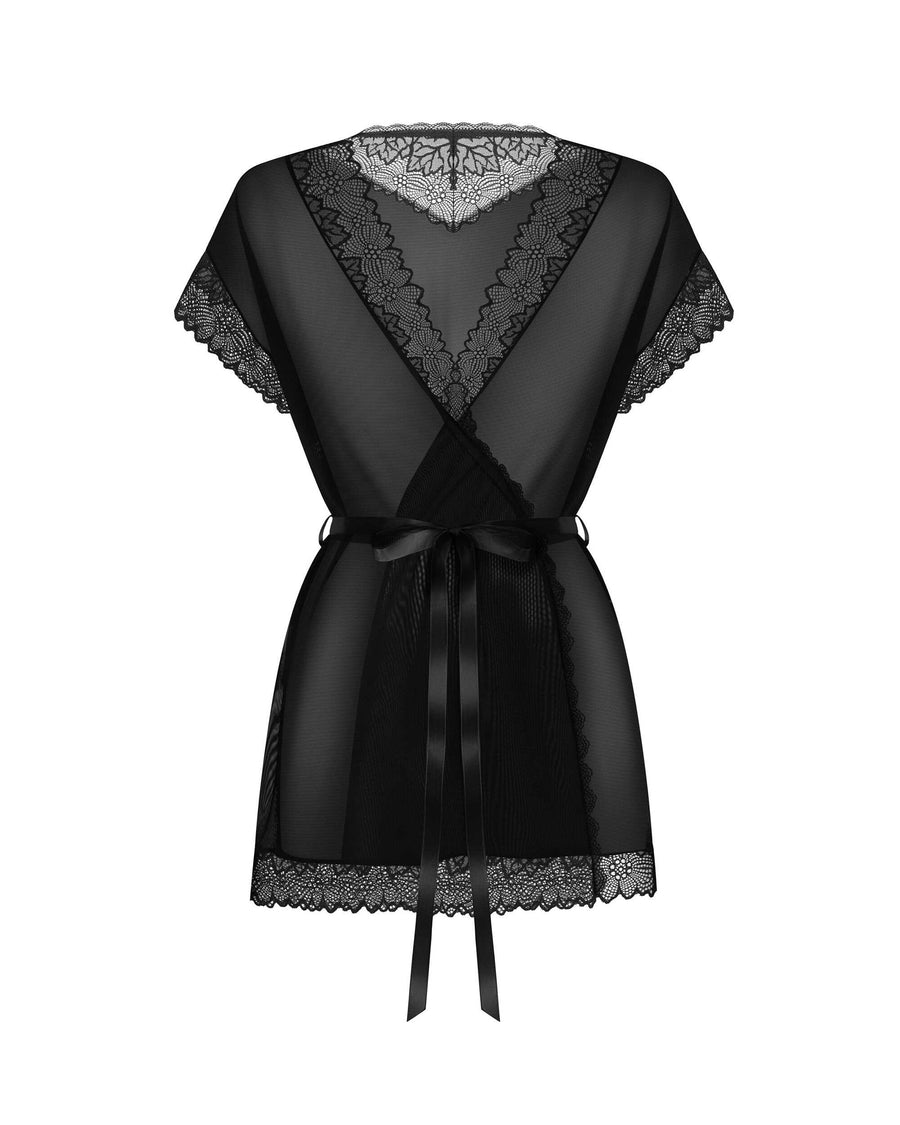 Peignoir transparent à dentelle – Noir – Deina More – Obsessive – vue 8 | Voyage Sensuel