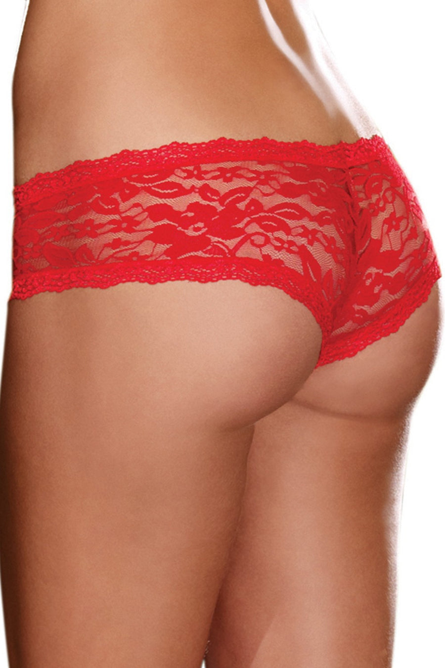 Shorty sexy taille basse rouge en dentelle – Dreamgirl | Voyage Sensuel