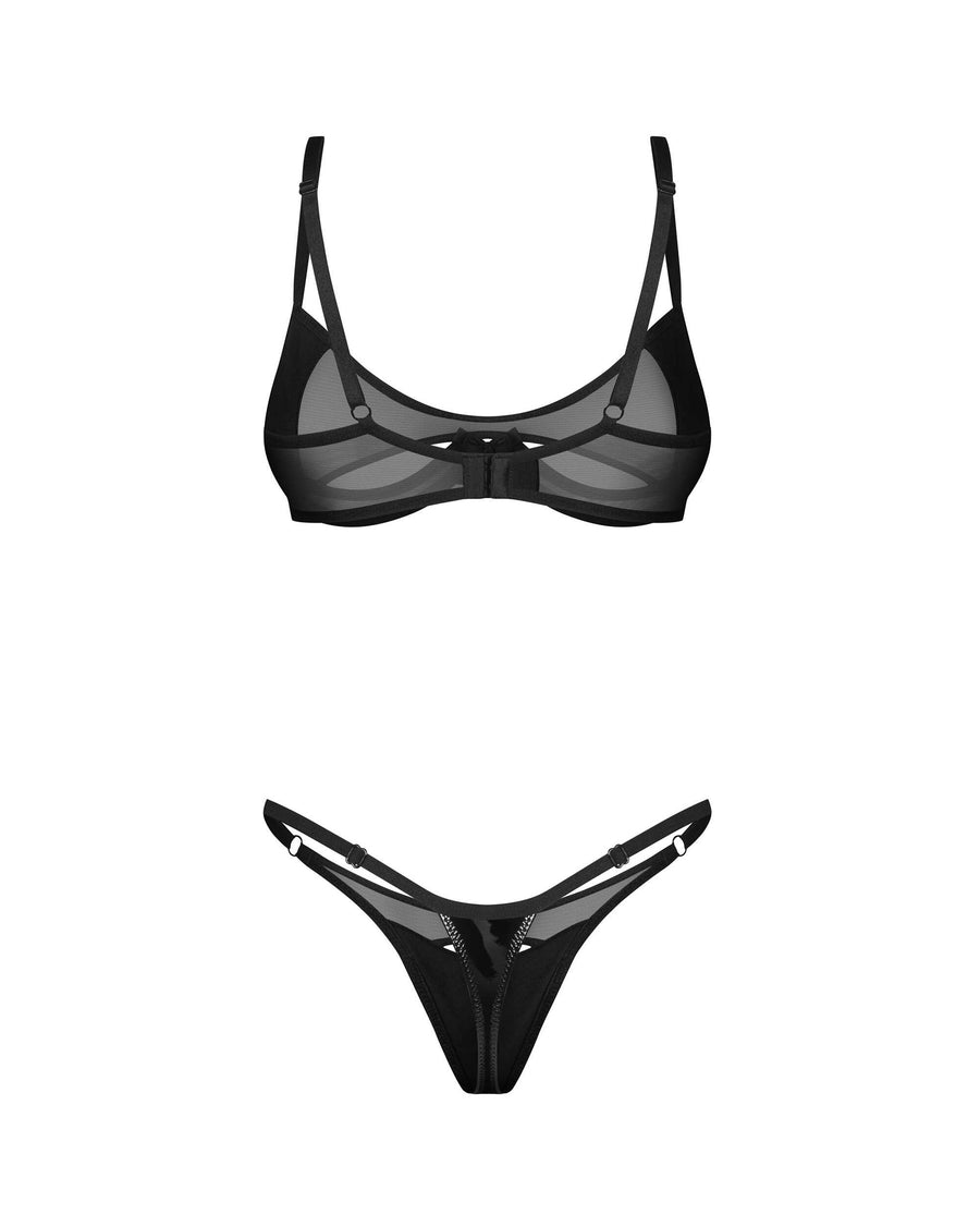 Ensemble en maille transparente et effet latex – Rolleya – Obsessive – vue 11 | Voyage Sensuel