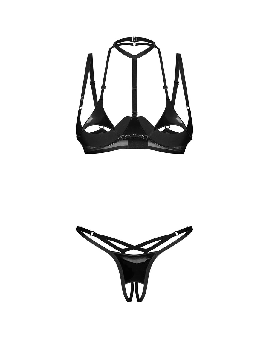 Ensemble semi-ouvert en maille et effet latex – Rolleya – Obsessive – vue 10 | Voyage Sensuel