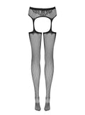 Ambre - Bas jarretelles dentelle couture noir
