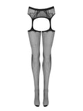 Ambre - Bas jarretelles dentelle couture noir