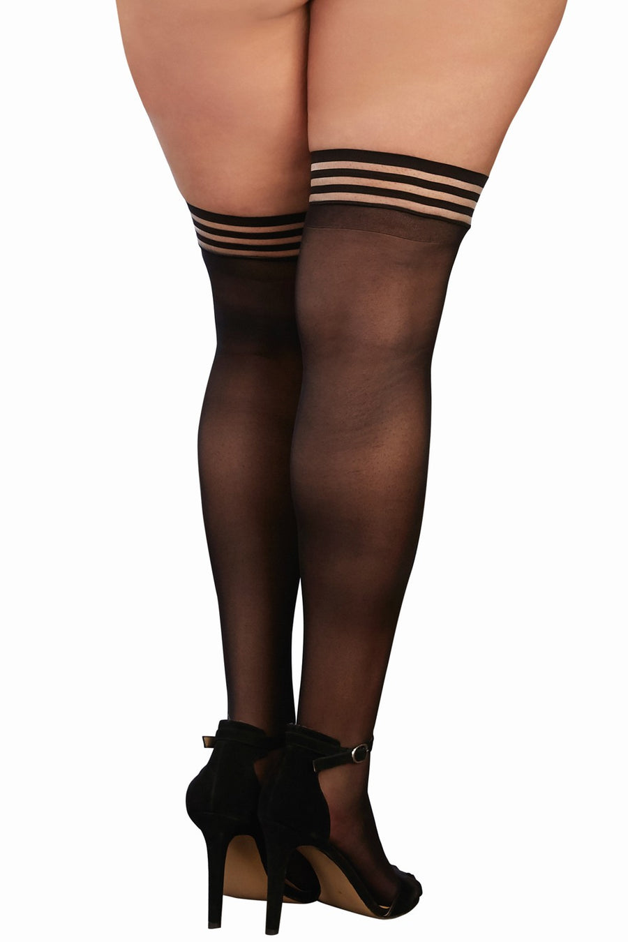 Bas fins grande taille nylon jarretières élastiques rayées – Dreamgirl | Voyage Sensuel