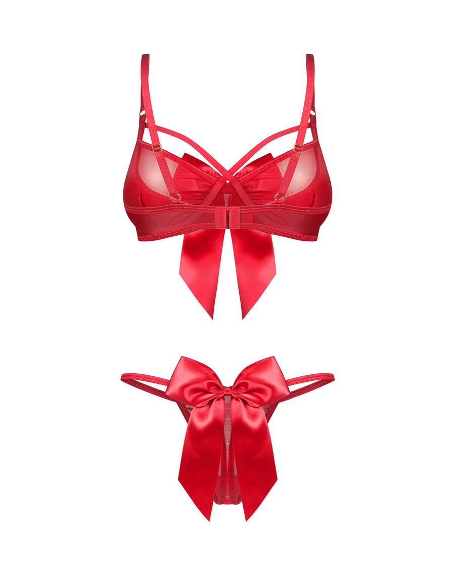 Ensemble soutien-gorge et string scintillant – Rouge – Gifty Red – Obsessive – vue 6 | Voyage Sensuel