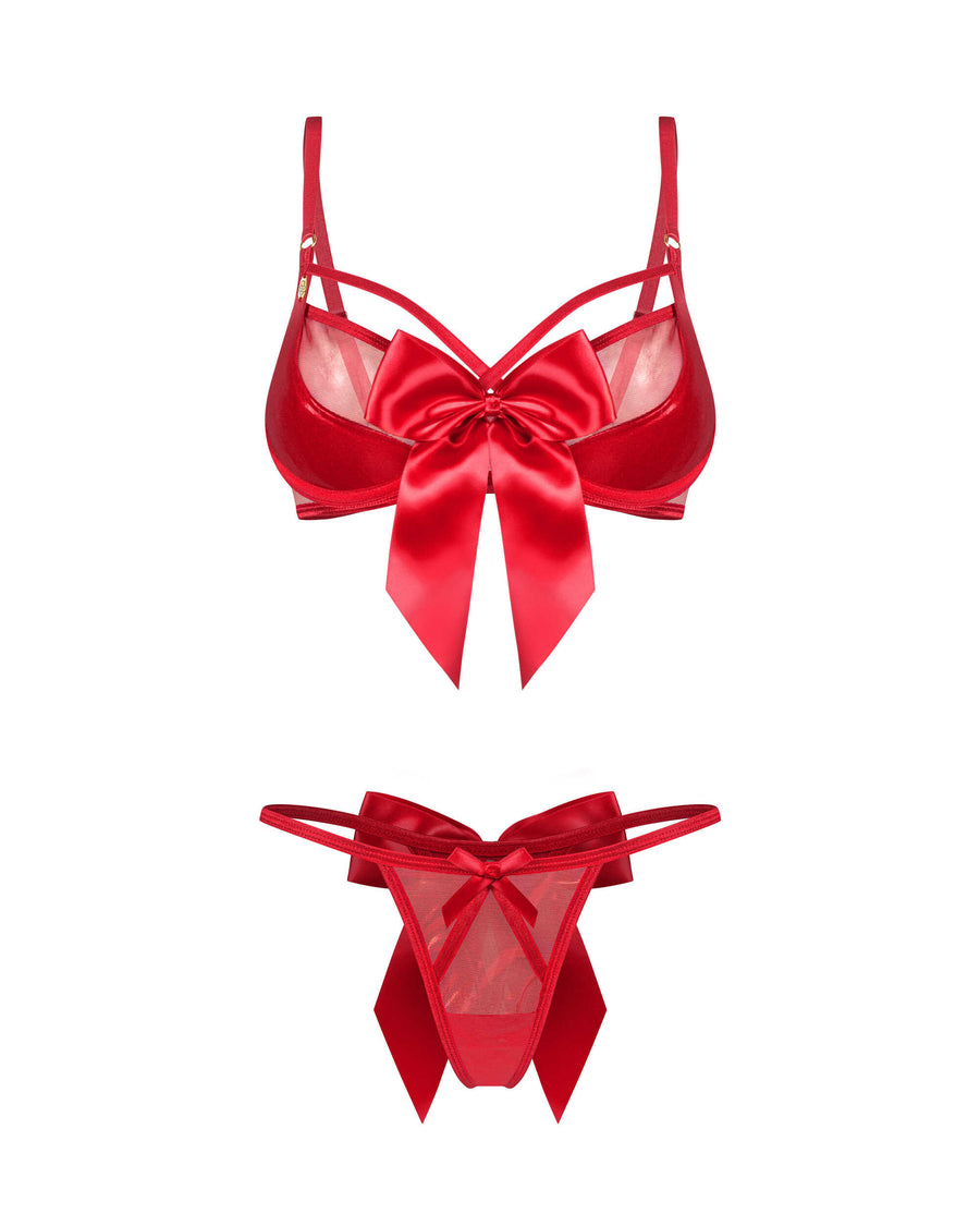 Ensemble soutien-gorge et string scintillant – Rouge – Gifty Red – Obsessive – vue 5 | Voyage Sensuel