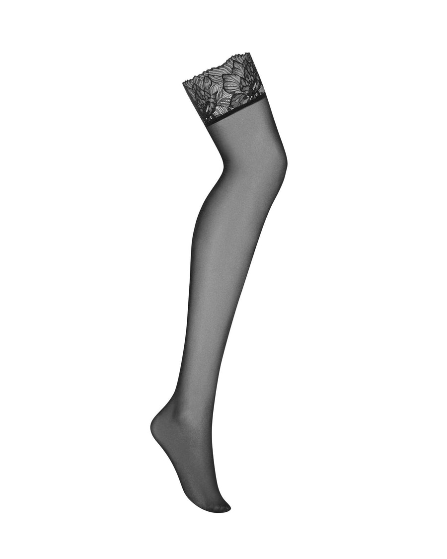 Bas autofixants à bande de dentelle – Noir – Matildea – Obsessive – vue 5 | Voyage Sensuel