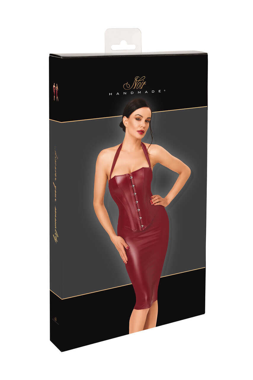 Robe corset midi bordeaux F396 Dark Romance – vue 9 | Voyage Sensuel
