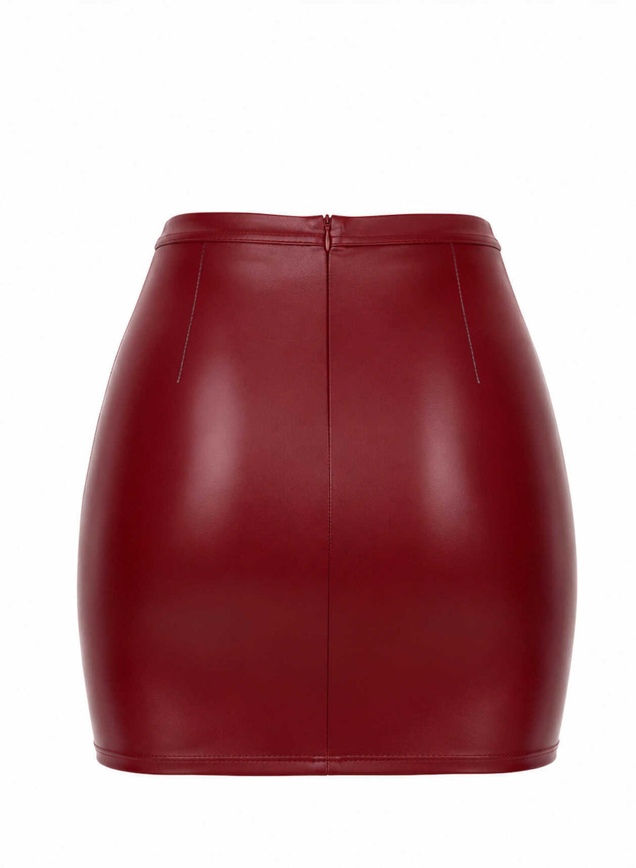 Mini jupe Powerwetlook bordeaux F399 Bordeaux Affair – vue 6 | Voyage Sensuel