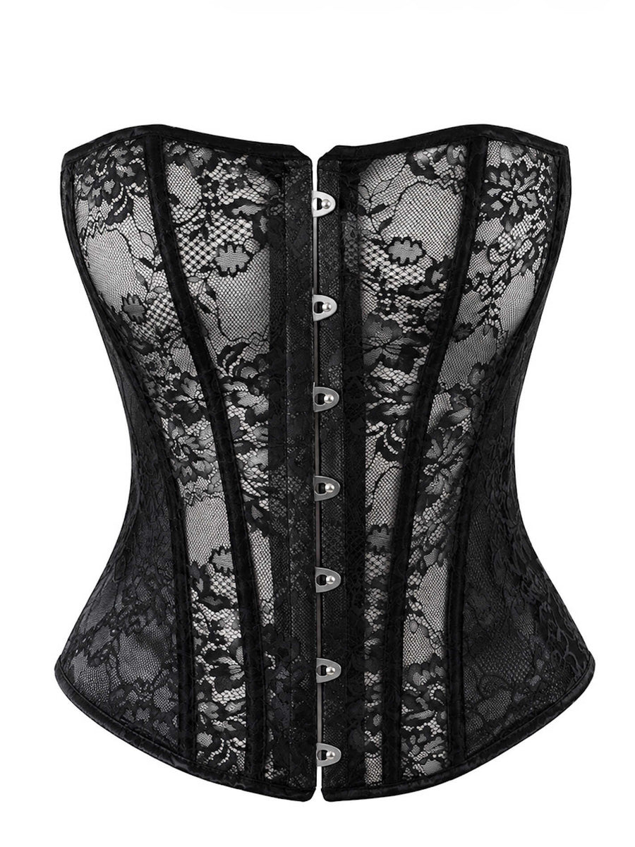 Corset dentelle et Powerwetlook F406 One More Kiss – vue 5 | Voyage Sensuel