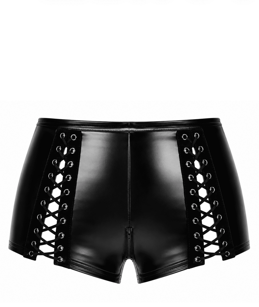 Short taille haute wetlook lacé F411 Do Not Disturb – vue 8 | Voyage Sensuel