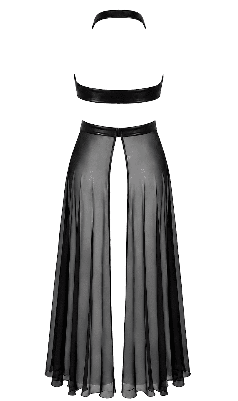 Robe longue dos nu tulle et wetlook F412 Do Not Disturb – vue 8 | Voyage Sensuel