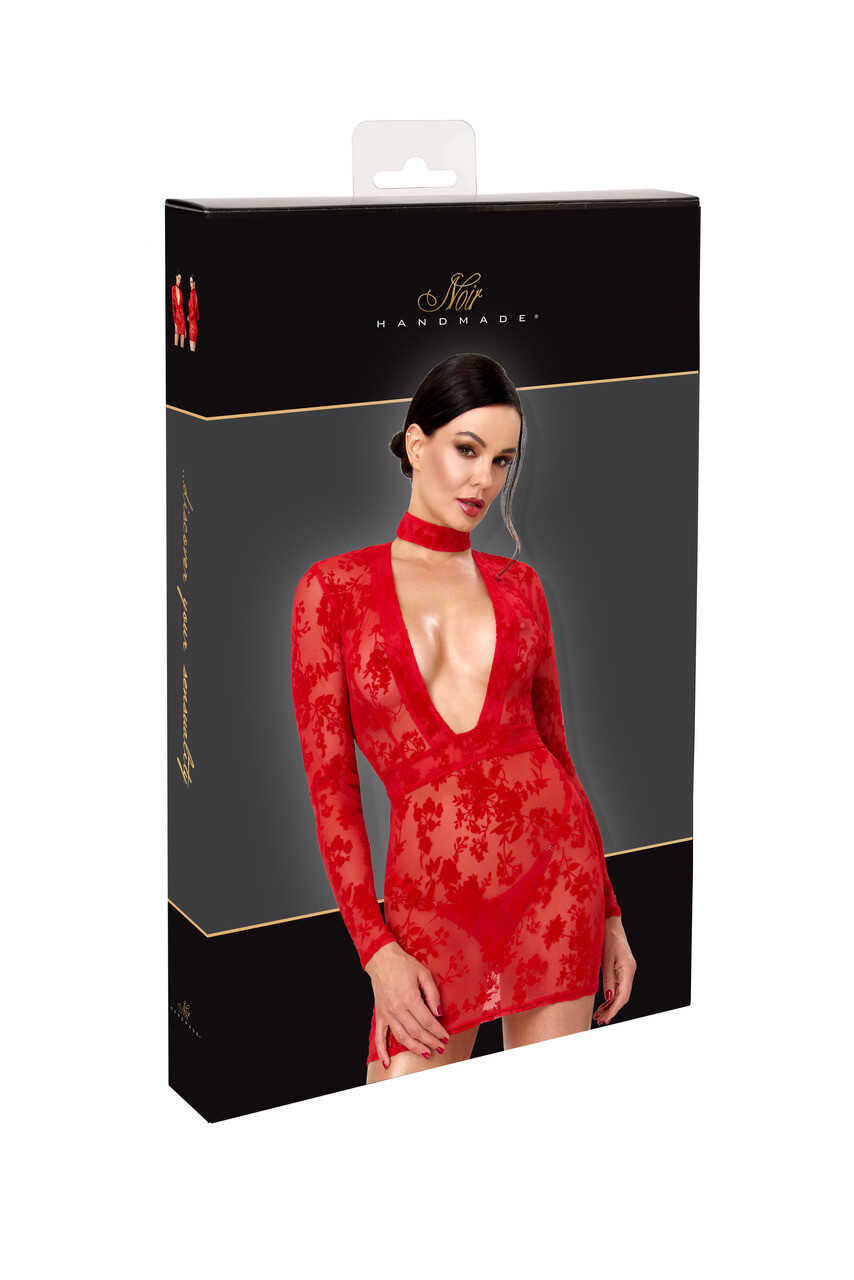 Mini-robe rouge à décolleté plongeant Lovebite – Noir Handmade – vue 9 | Voyage Sensuel