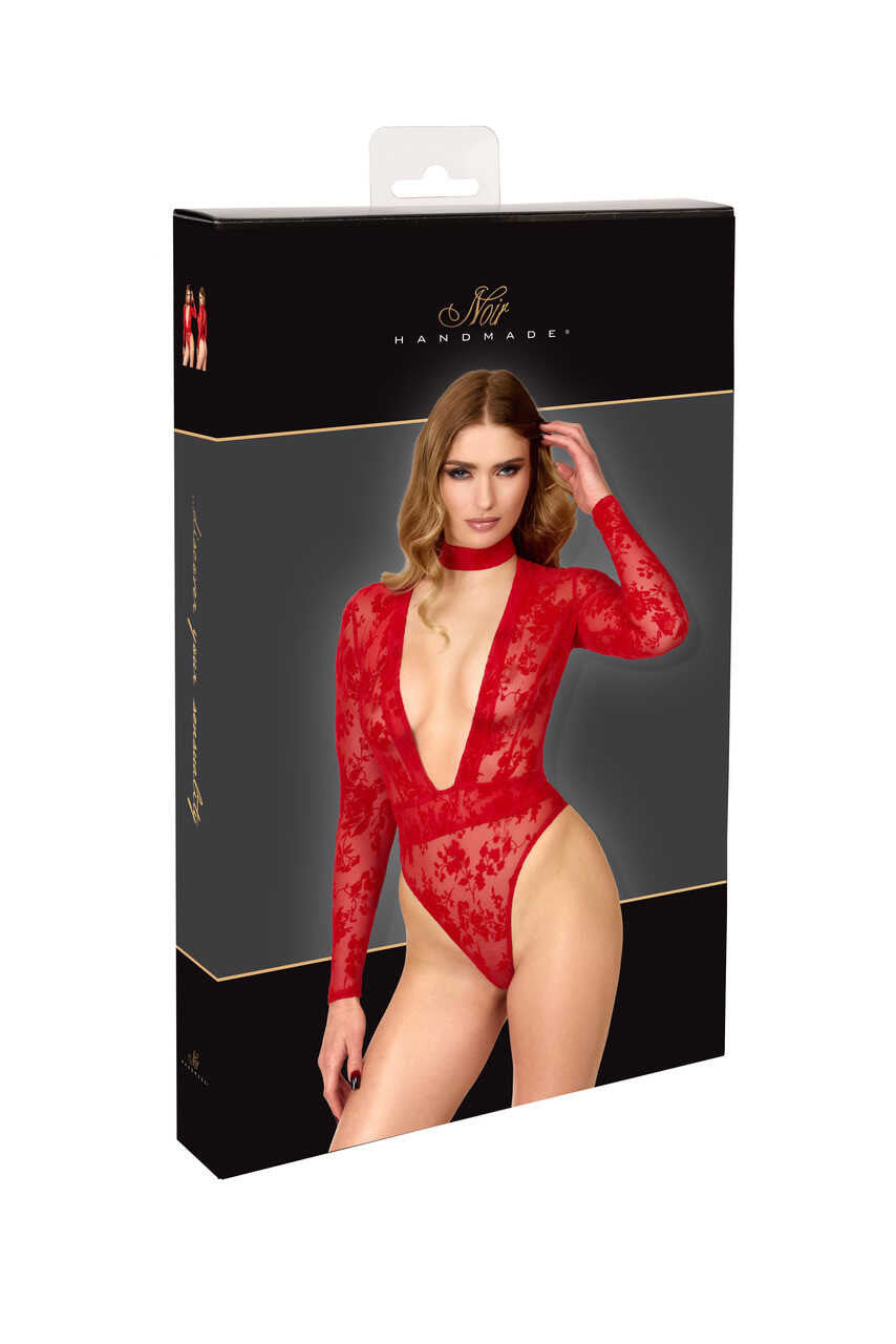 Body rouge à décolleté plongeant Lovebite – Noir Handmade – vue 7 | Voyage Sensuel