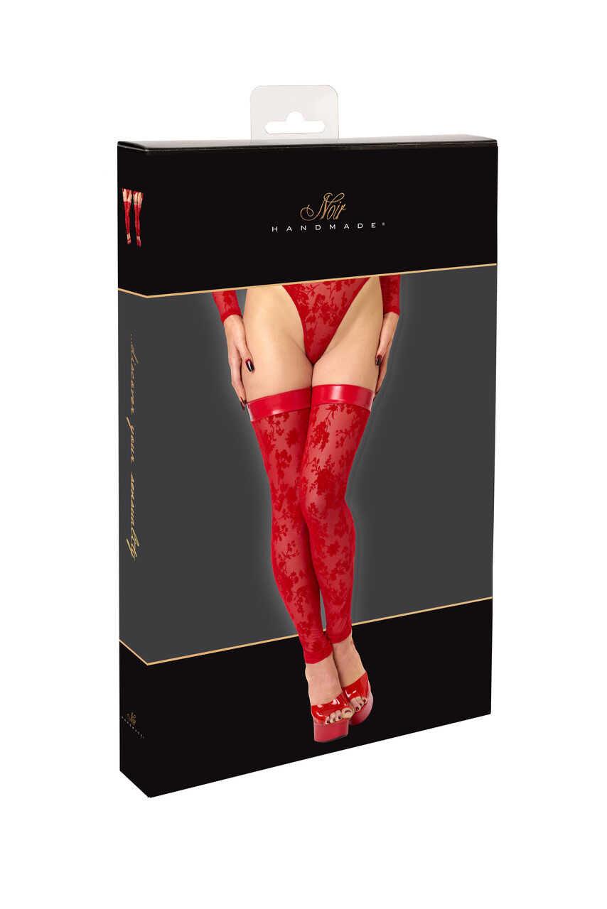 Bas cuissardes rouges sans pieds Plaything – Noir Handmade – vue 7 | Voyage Sensuel