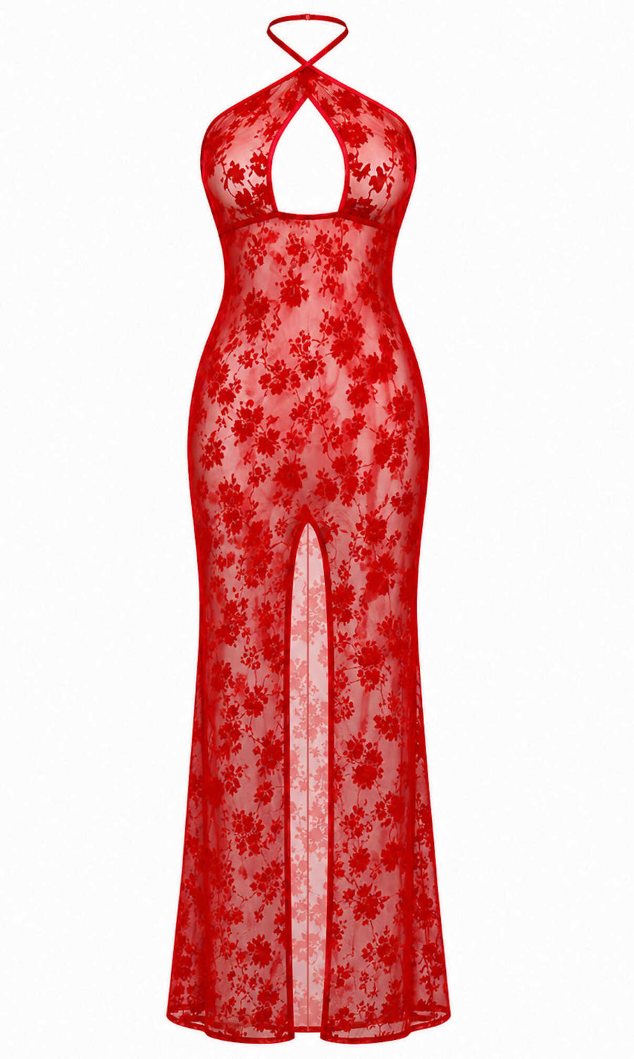 Robe longue rouge à fente et dos nu Plaything – Noir Handmade – vue 6 | Voyage Sensuel
