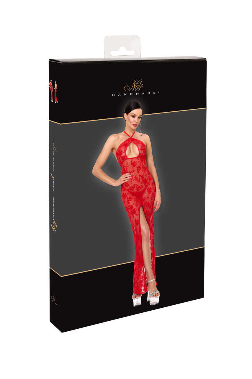 Robe longue rouge à fente et dos nu Plaything – Noir Handmade – vue 8 | Voyage Sensuel