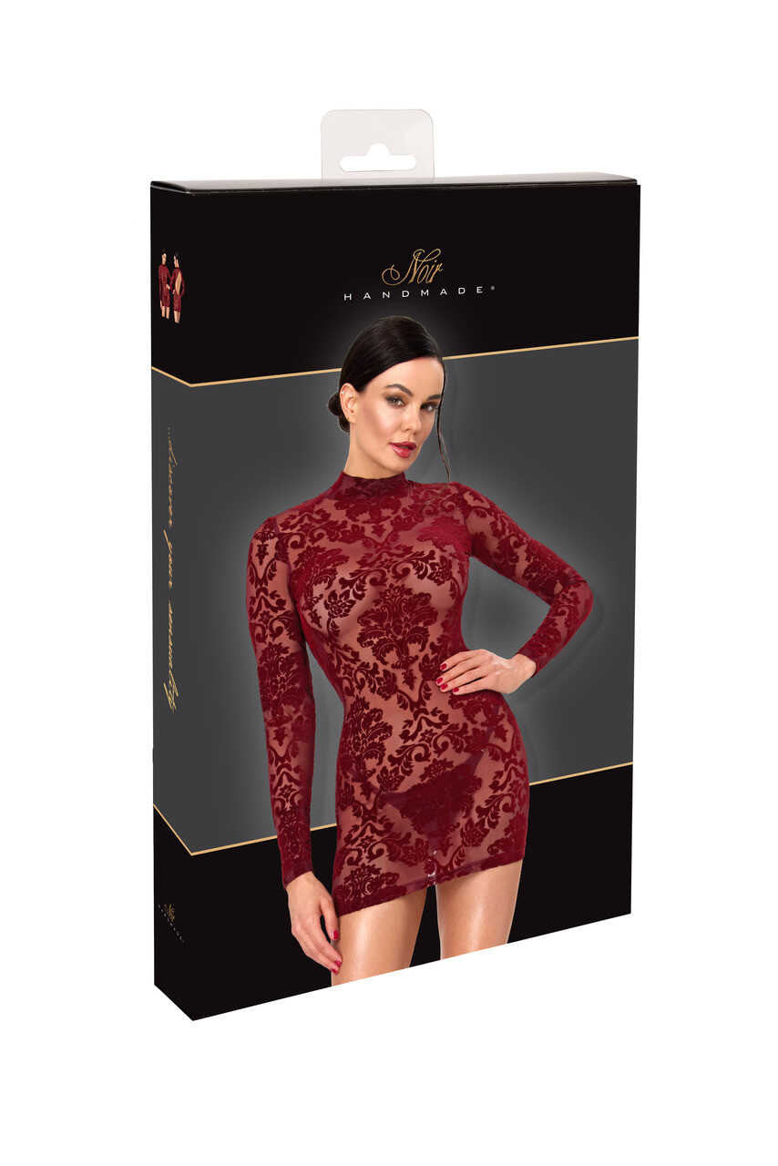 Mini-robe bordeaux à dos nu Masquerade – Noir Handmade – vue 8 | Voyage Sensuel