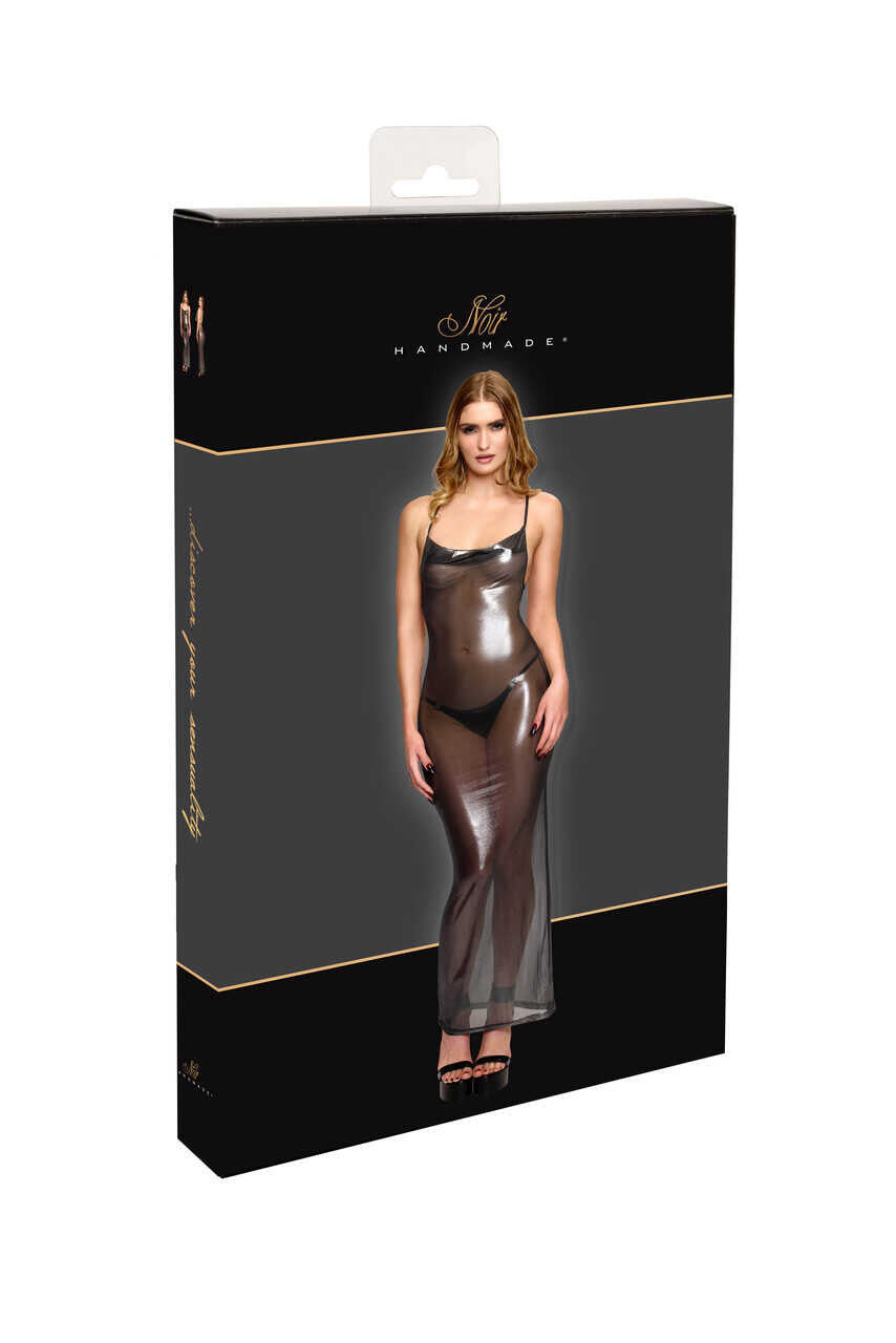 Robe longue argentée à dos nu Moondust – Noir Handmade – vue 7 | Voyage Sensuel