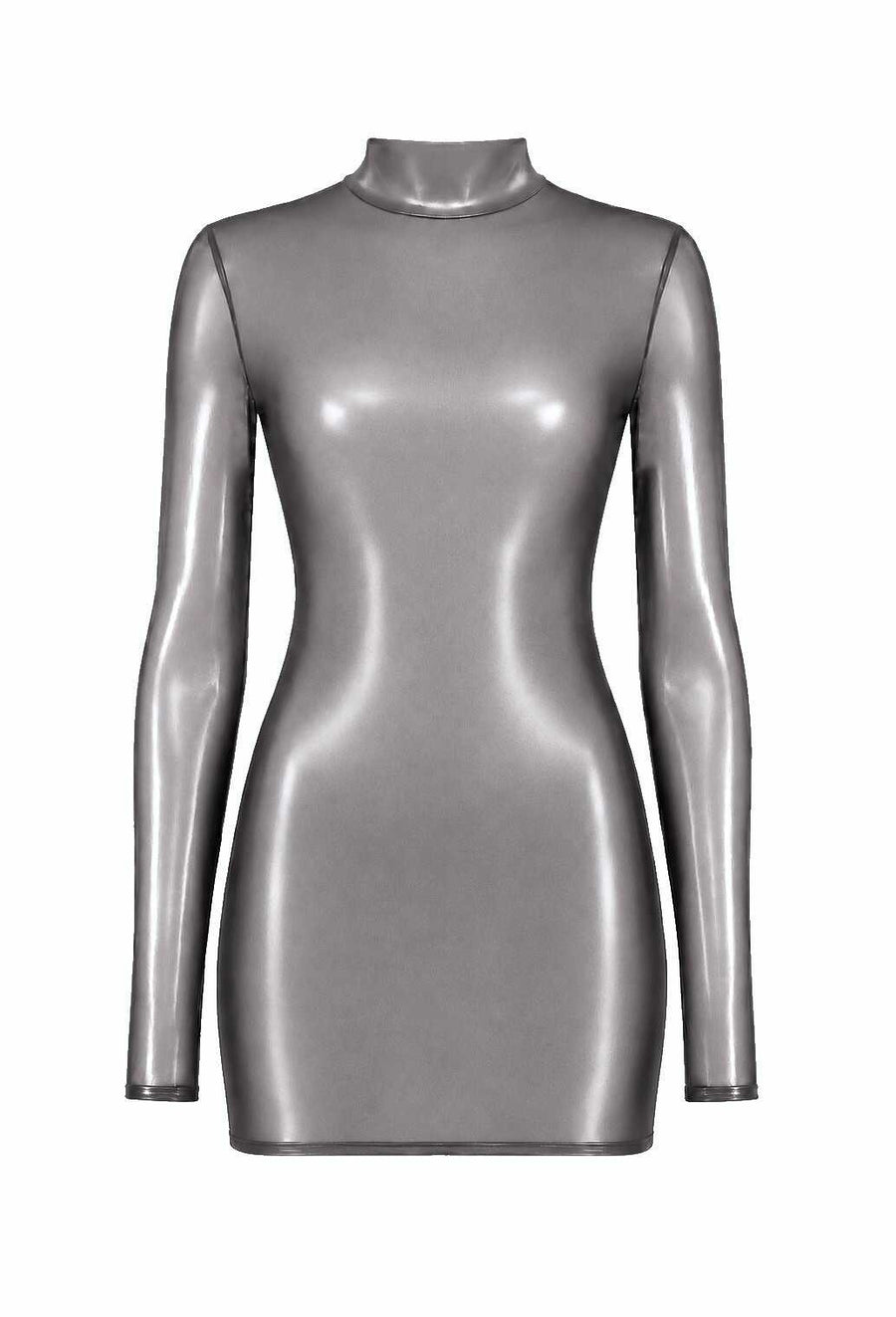 Mini-robe argentée à dos nu Moondust – Noir Handmade – vue 5 | Voyage Sensuel