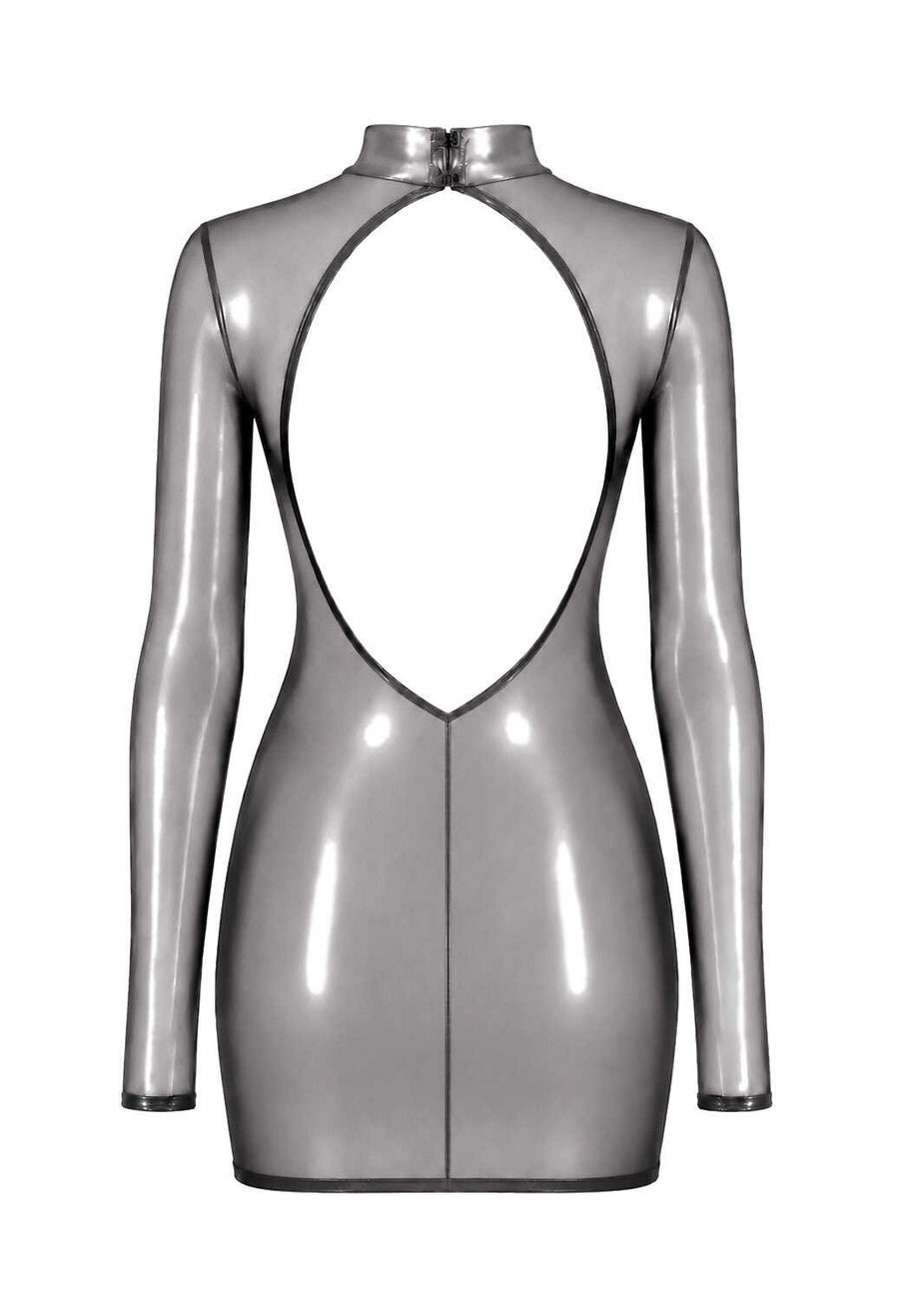 Mini-robe argentée à dos nu Moondust – Noir Handmade – vue 6 | Voyage Sensuel