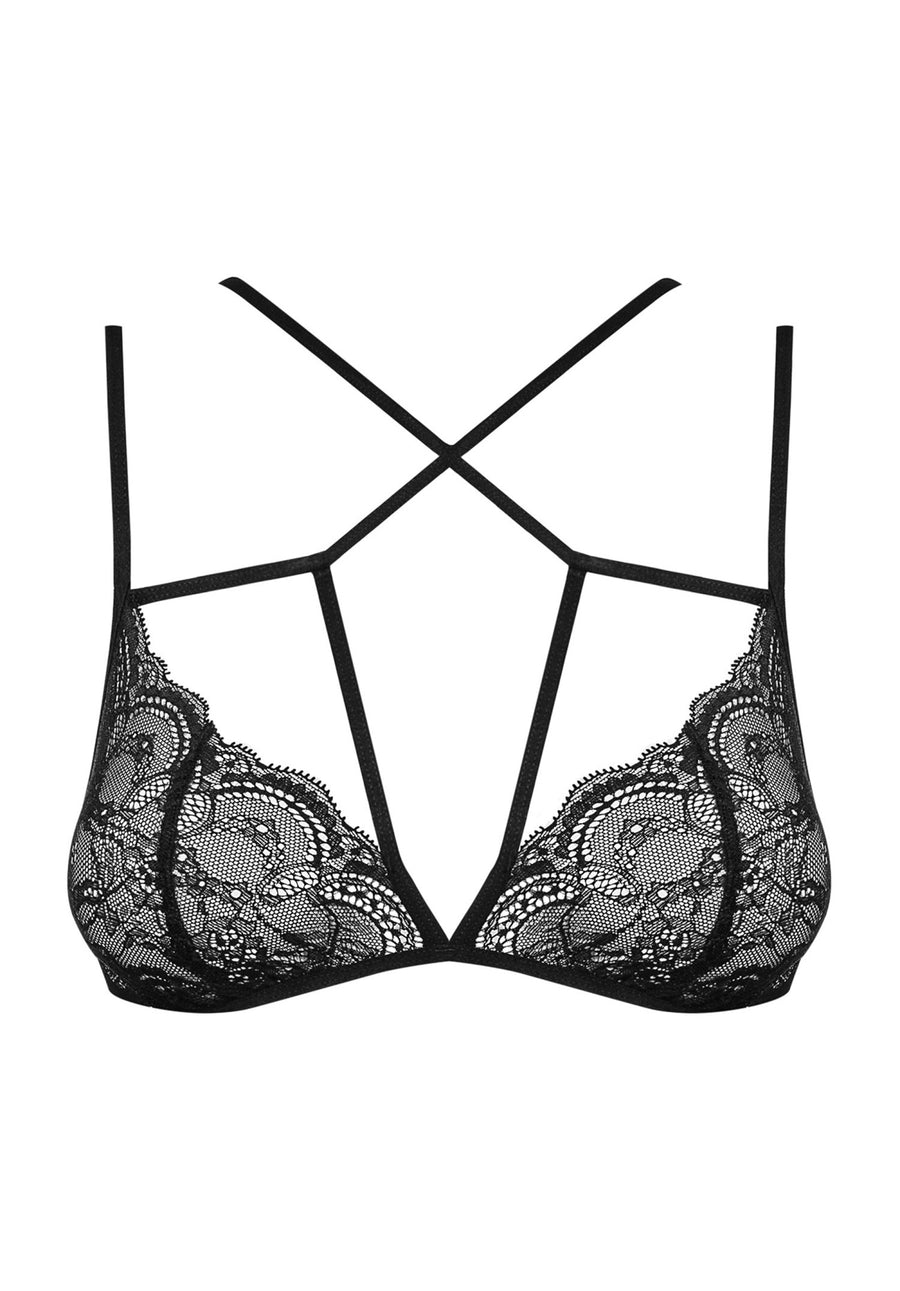 Soutien-gorge en dentelle à lanières – Noir – Frivolla – Obsessive – vue 2 | Voyage Sensuel