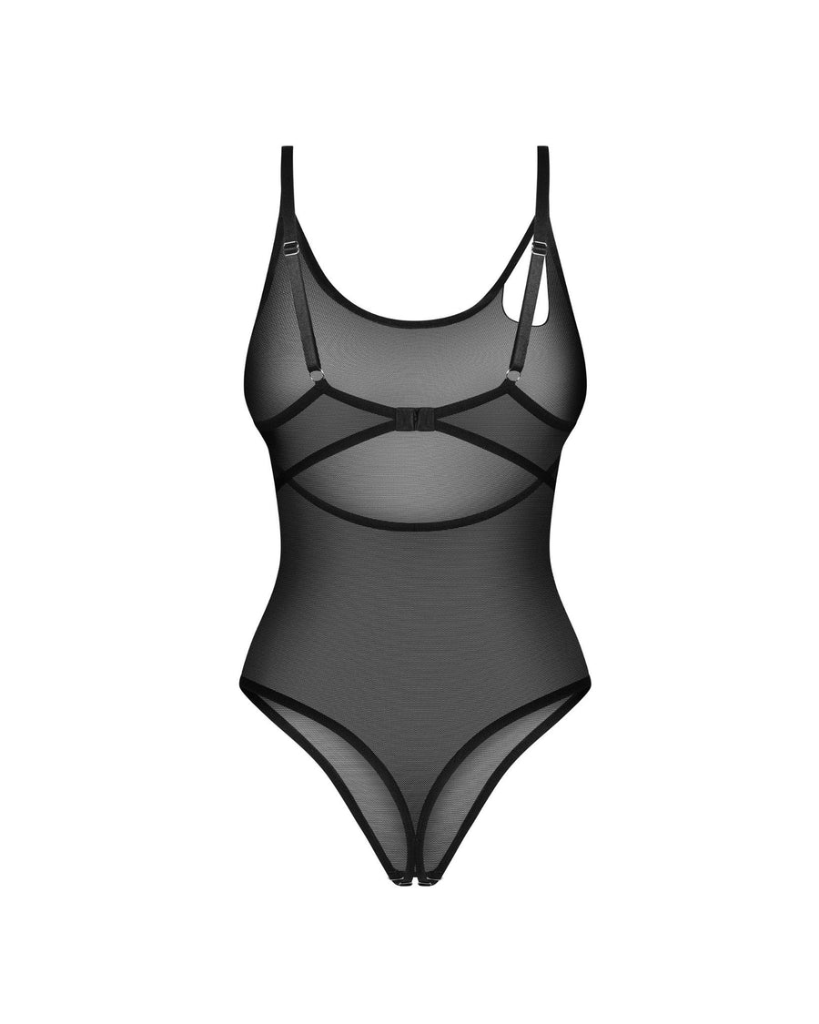 Body ouvert transparent à découpes – Noir – Saturis – Obsessive – vue 3 | Voyage Sensuel