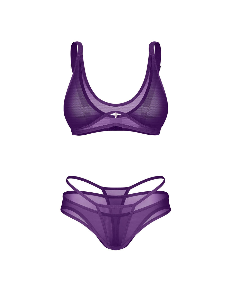 Ensemble soutien-gorge et string – Violet – Vibres – Obsessive – vue 5 | Voyage Sensuel