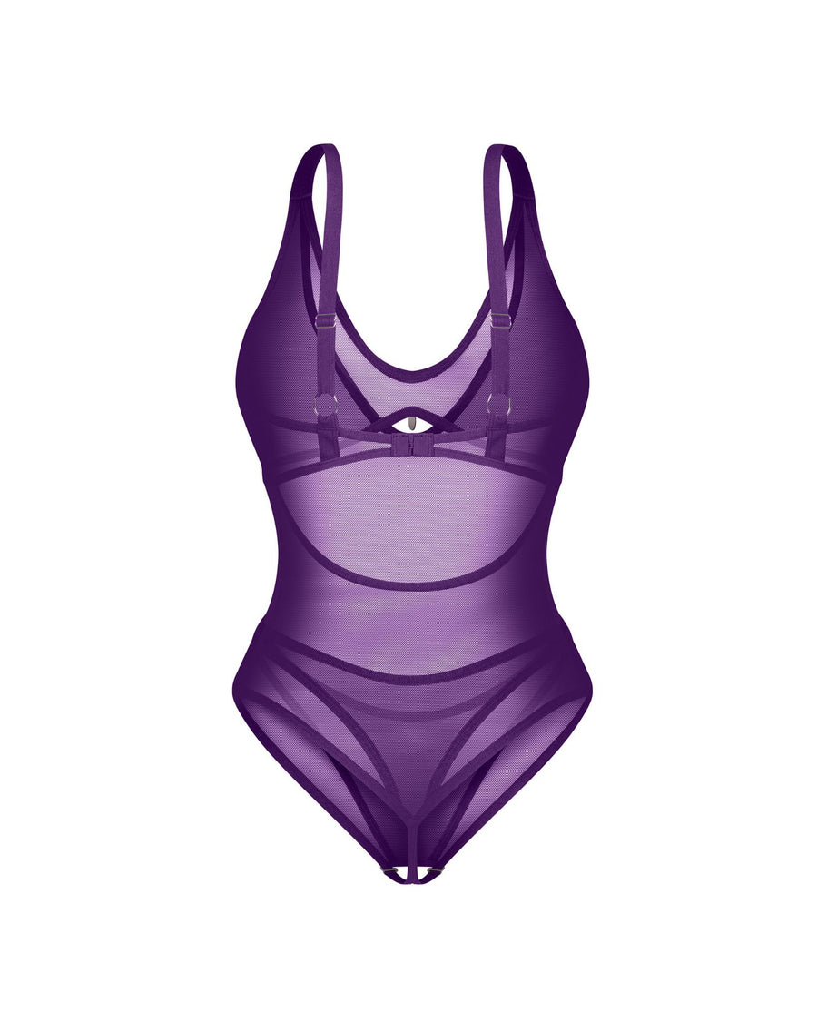 Body ouvert avec pendentif argenté – Violet – Vibres – Obsessive – vue 6 | Voyage Sensuel