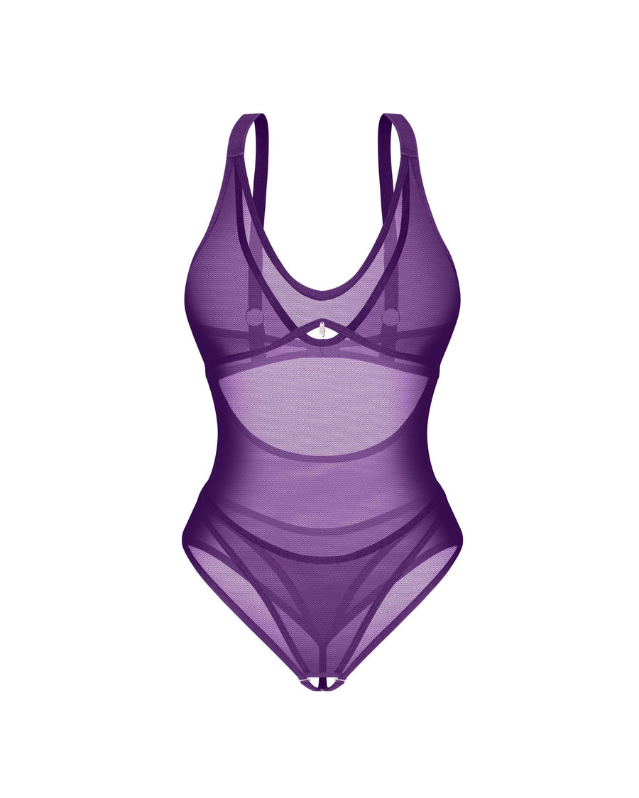 Body ouvert avec pendentif argenté – Violet – Vibres – Obsessive – vue 5 | Voyage Sensuel