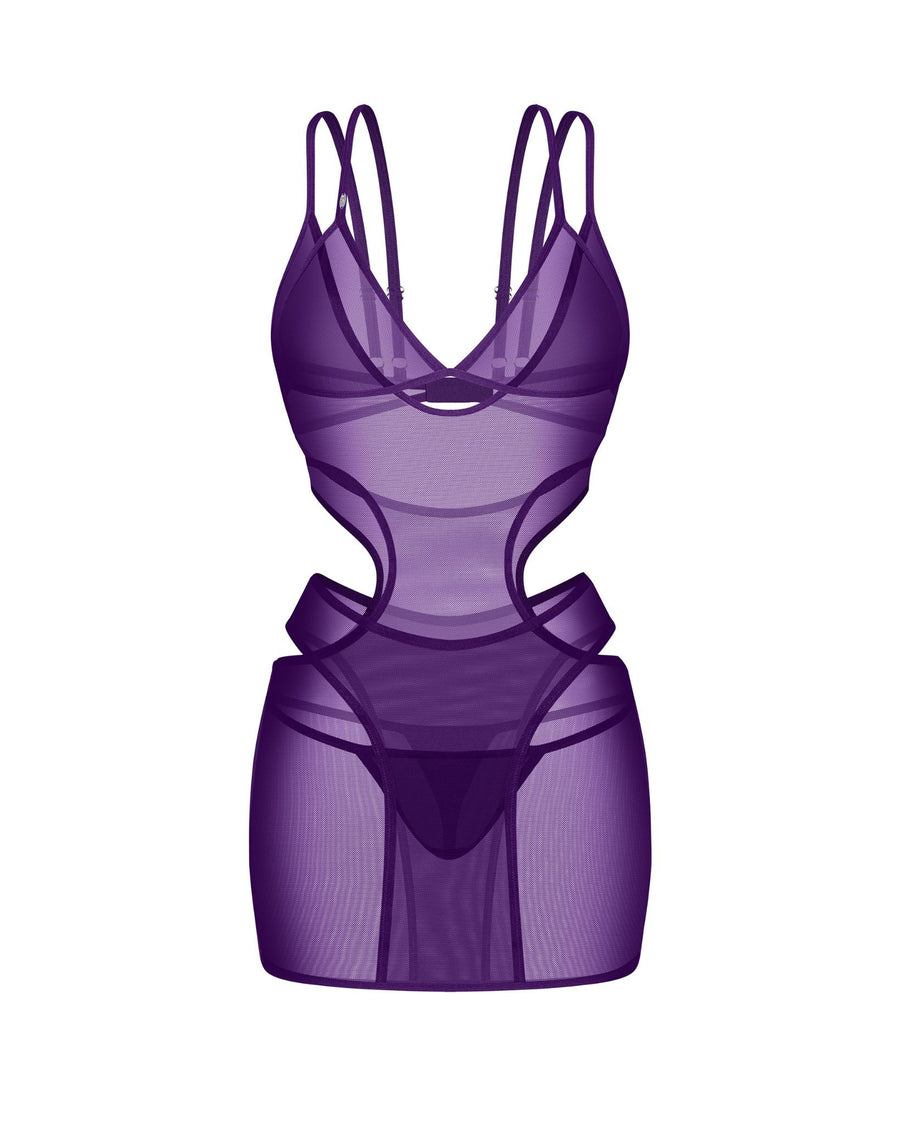 Nuisette à découpes avec string – Violet – Vibres – Obsessive – vue 5 | Voyage Sensuel