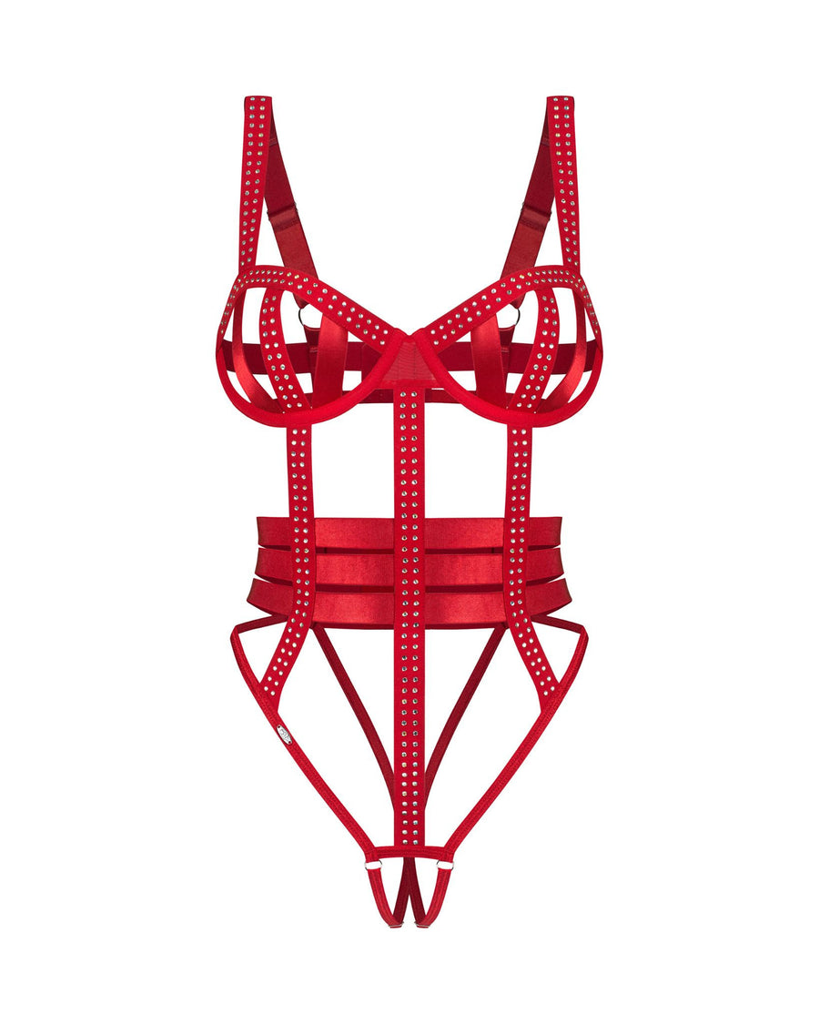 Body ouvert à cristaux – Rouge – Shiny Obsession – Obsessive – vue 7 | Voyage Sensuel
