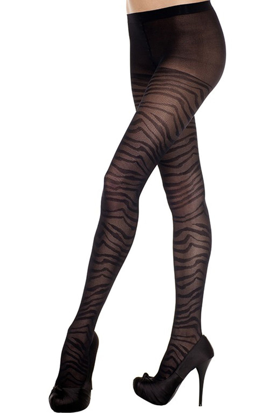 Collant fantaisie noir effet zébré – Music Legs | Voyage Sensuel