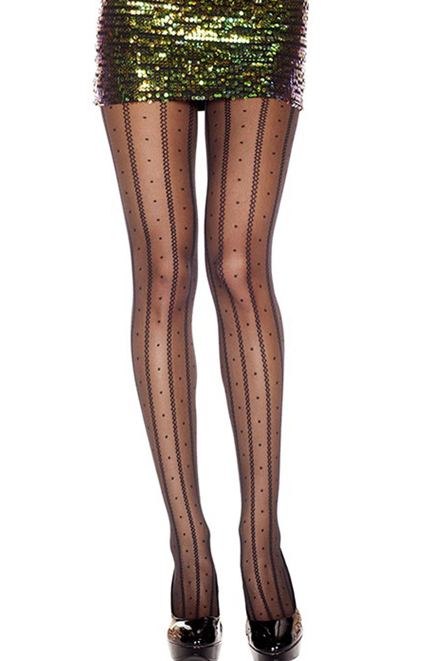 Collant fantaisie ligne maillons et pois – Music Legs | Voyage Sensuel