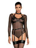 Medusa - Harnais soutien-gorge cuir effet bondage noir