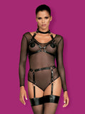 Medusa - Harnais soutien-gorge cuir effet bondage noir