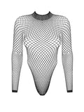 Kiara - Body dentelle transparent manches longues noir