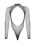 Kiara - Body dentelle transparent manches longues noir