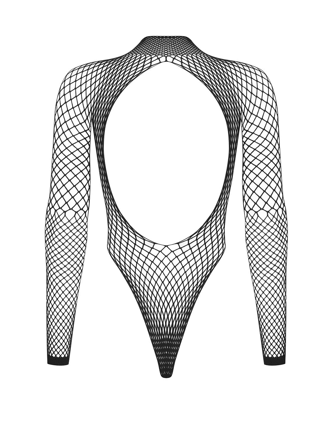 Kiara - Body dentelle transparent manches longues noir