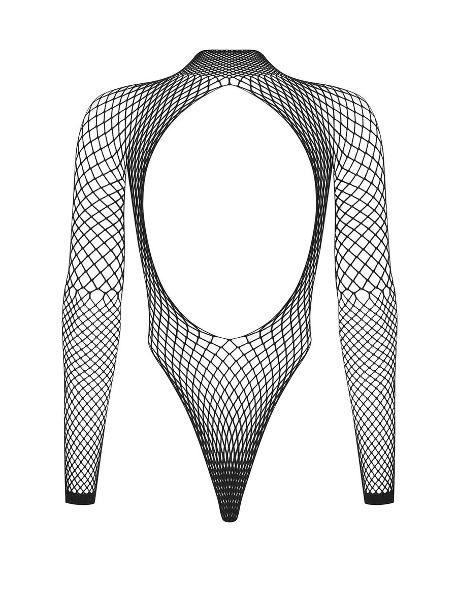 Kiara - Body dentelle transparent manches longues noir | Voyage Sensuel