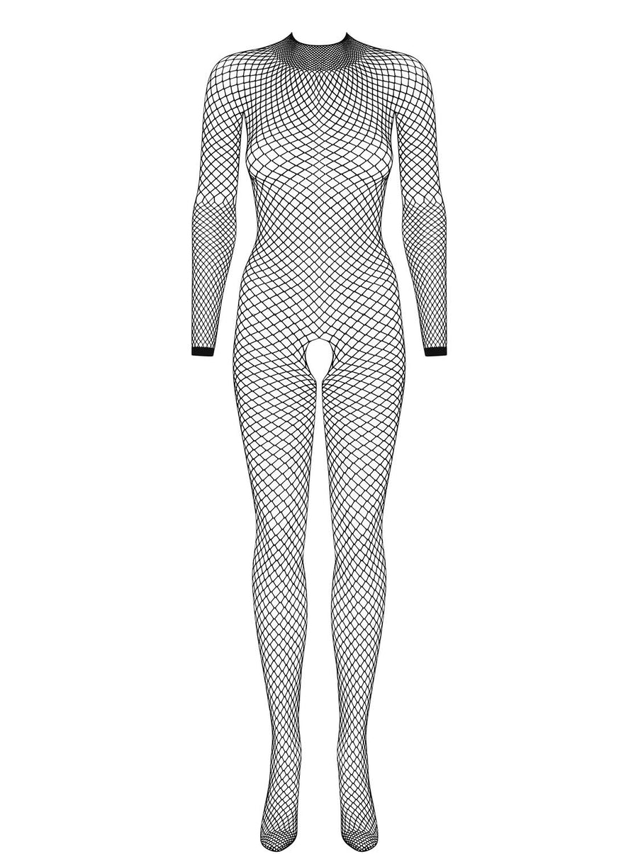 Neïla - Bodystocking résille dentelle ouvert noir | Voyage Sensuel