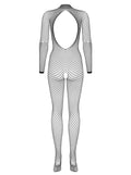 Neïla - Bodystocking résille dentelle ouvert noir