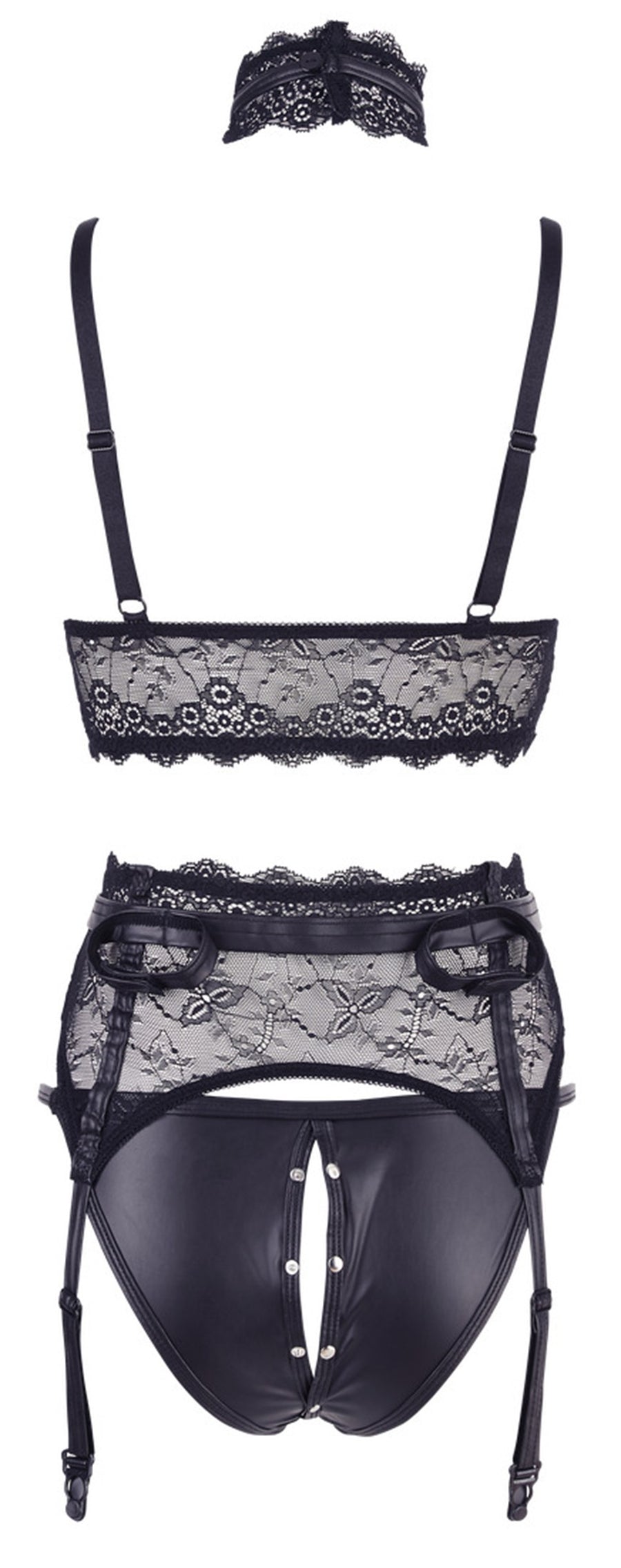 Ensemble soutien-gorge, porte jarretelles et culotte noir sexy – Cotelli Lingerie | Voyage Sensuel