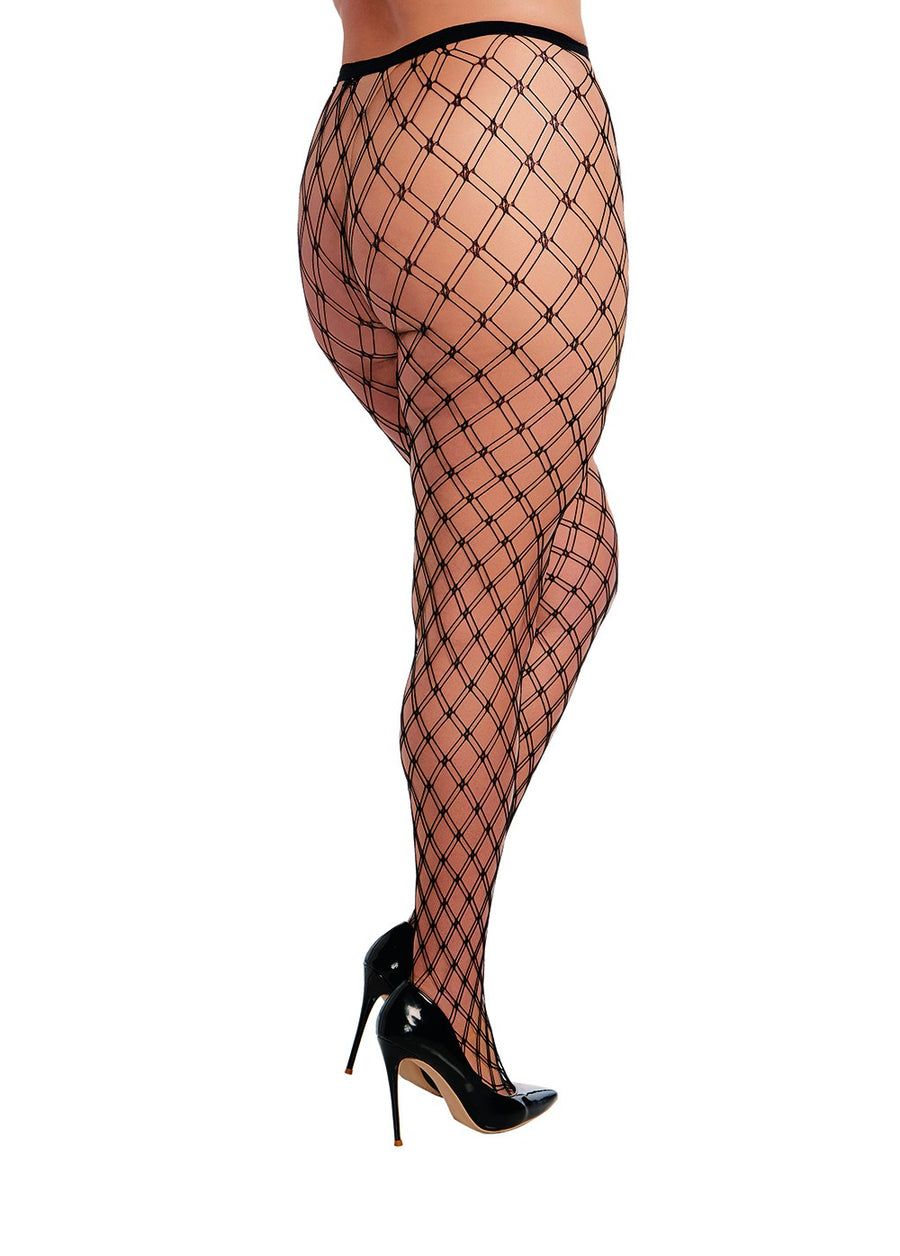 Collant grande taille large maille en forme de losange – Dreamgirl | Voyage Sensuel