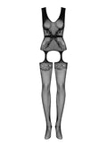Ophélia - Bodystocking résille ajouré dos nu noir